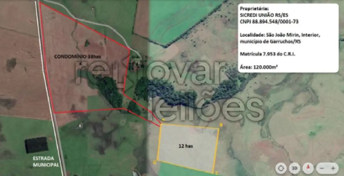 LOTE 021 - ÁREA RURAL C/ 12 HA - LOCALIDADE SÃO JOÃO MIRIN -  GARRUCHOS / RS