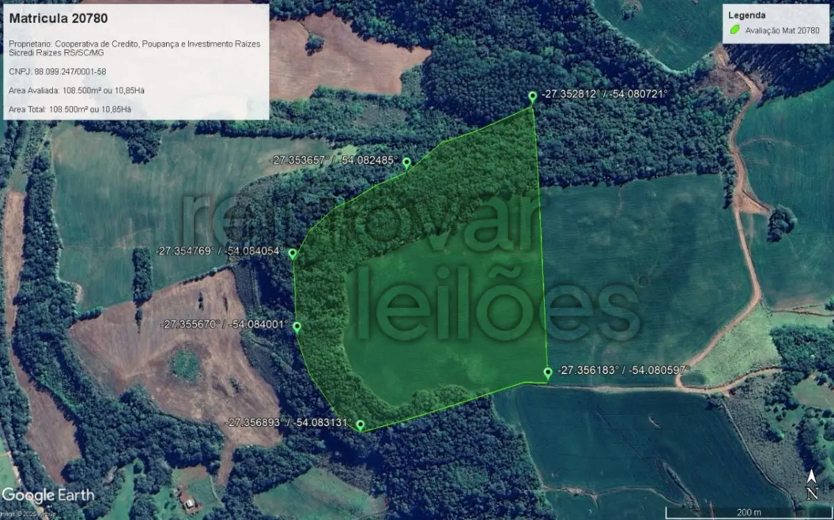 LOTE 012 - ÁREA RURAL C / 10,85 HEC - TIRADENTES DO SUL / RS