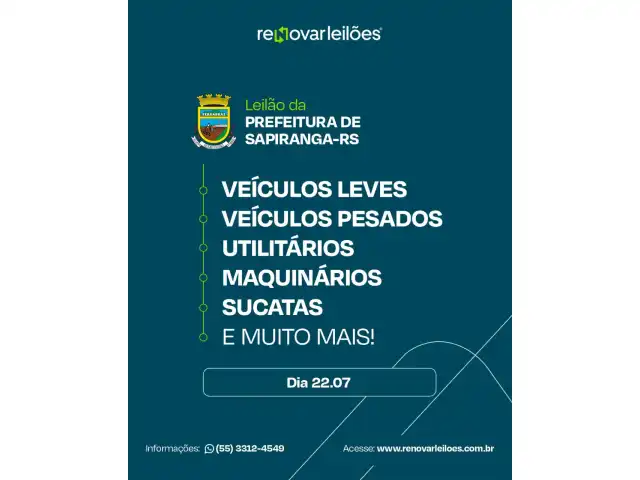LEILÃO DA PREFEITURA DE SAPIRANGA - RS
