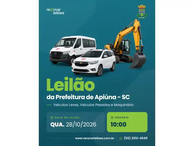 LEILÃO DA PREFEITURA DE APIÚNA - SC