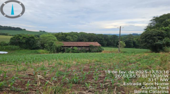 PARTE DO LOTE RURAL Nº 243 DA SEÇÃO PINDÓ, COM SUPERFÍCIE DE 98.000,00M², LOCALIZADO NA LINHA VERA CRUZ ALTA S/Nº / COM BENFEITORIAS / INTERIOR DO MUNICÍPIO DE CUNHA PORÃ - SC, localizado em Cunha Porã - SC