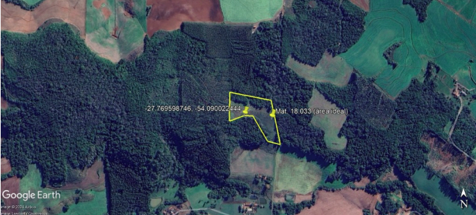 ÁREA DE TERRAS DE 2 HA / DENTRO DE MAIOR ÁREA (7 HA) / COM BENFEITORIAS (GALPÃO 36M²) / SÃO JOSÉ DO INHACORÁ - RS, localizado em São José Do Inhacorá - RS