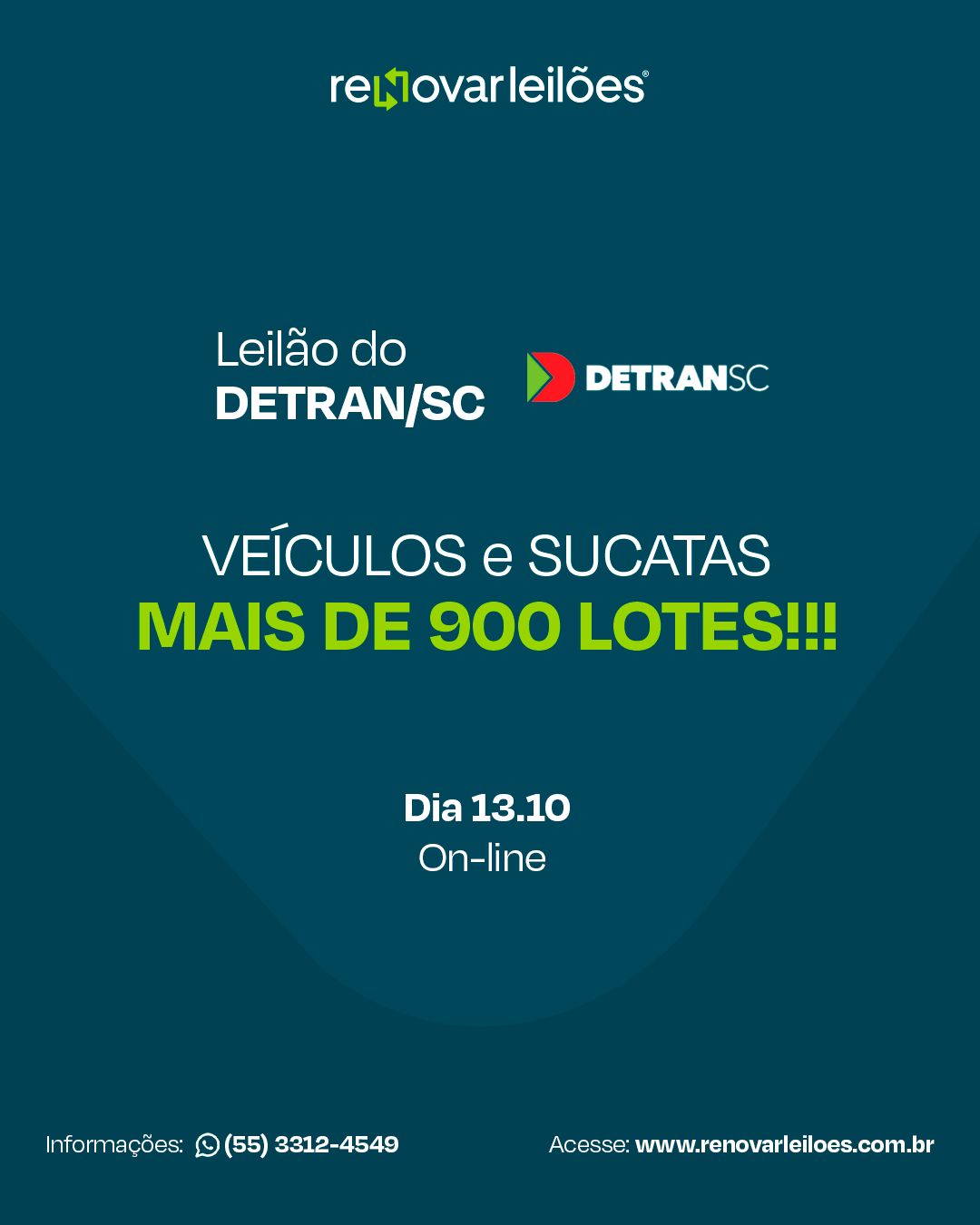 LEILÃO DETRAN/SC ORDINÁRIO - CONSERVADOS E SUCATAS (servíveis e inservíveis)