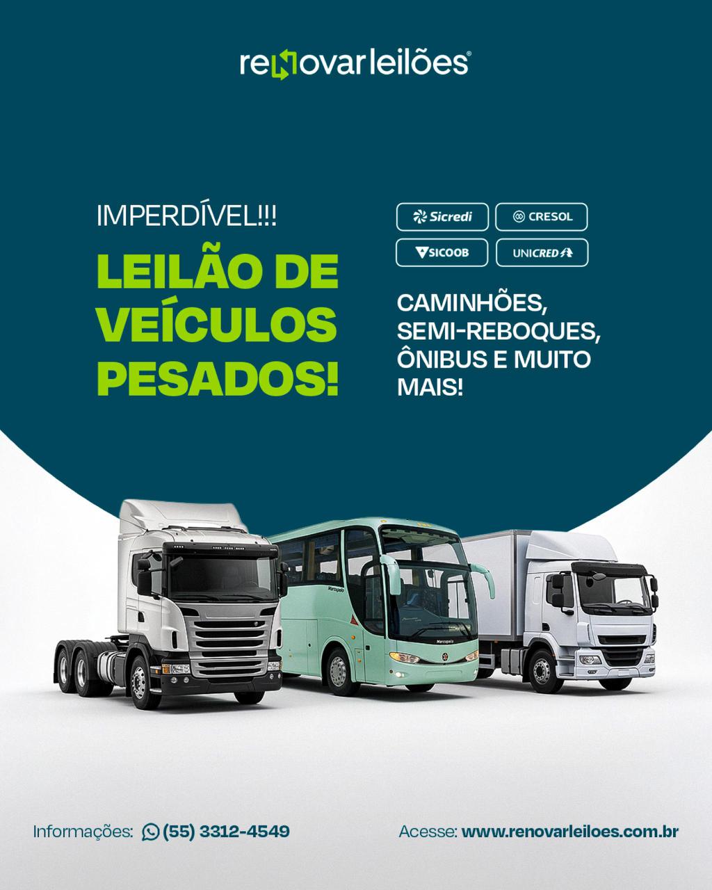 LEILÃO DE VEÍCULOS PESADOS RETOMADOS DE FINANCIAMENTO