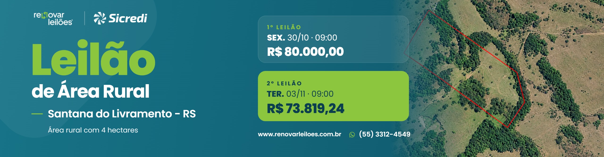 LEILÃO ÁREA RURAL SANTANA DO LIVRAMENTO-RS